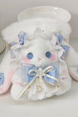 Drawstring Crossbody Bowknot Sweet Lolita Bucket Bunny Small Bag 10 Colors - Blue - 2