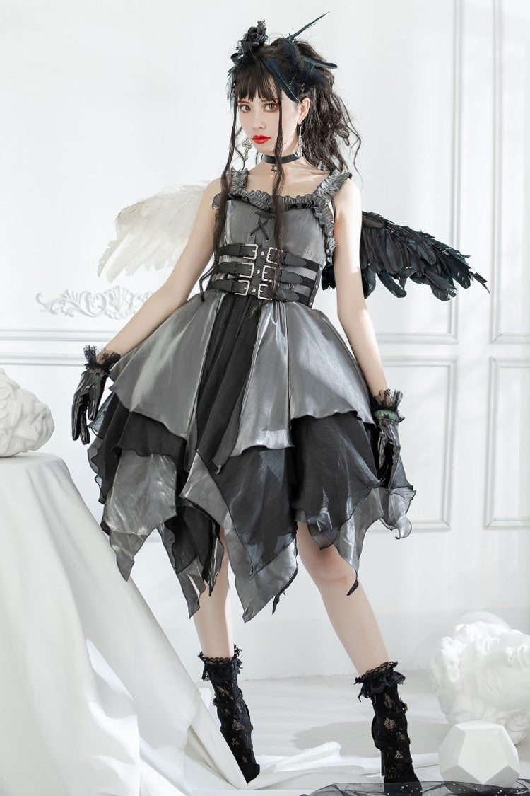 Silver/Grey [Seven Deadly Sins: Lust] Multi-Layered Irregular Gothic Lolita Jsk Dress - Product - 4