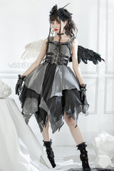 Silver/Grey [Seven Deadly Sins: Lust] Multi-Layered Irregular Gothic Lolita Jsk Dress - Product - 4