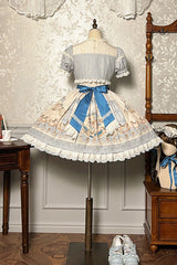 Sea Salt Fairy Tale Doll Short Sleeves Print Ruffle Bowknot Sweet Lolita Dress 2 Colors - Product - 15