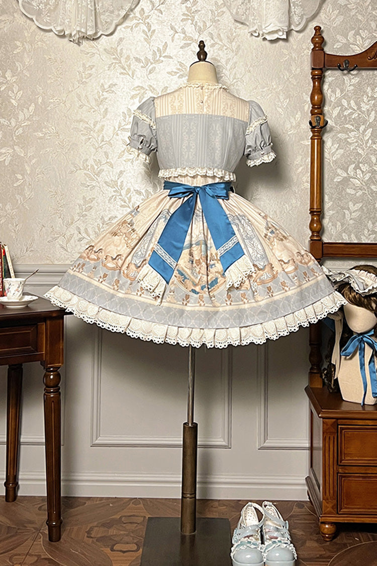 Sea Salt Fairy Tale Doll Short Sleeves Print Ruffle Bowknot Sweet Lolita Dress 2 Colors - Product - 15