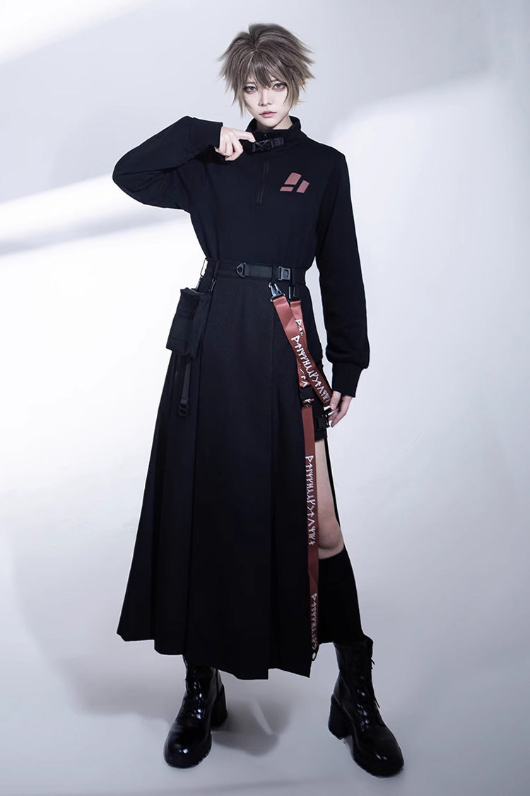 Black Unmarked Blade Gothic Handsome Ouji Lolita SK Skirt - Product - 3