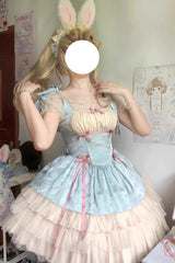 Mint Green Ribbon Ballet Style Multi-layer Ruffle Sweet Princess Lolita Jsk Dress - Product - 2