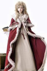 Red [Royal Coronation] Embroidered Sweet Gorgeous European Court Style Lolita Dress and Cape Set - Product - 5