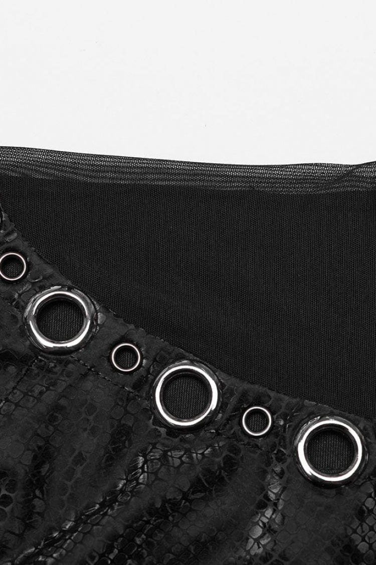 Black Snake Print Metal Ring Decoration Hollow Womens Steampunk Vest - Product - 7