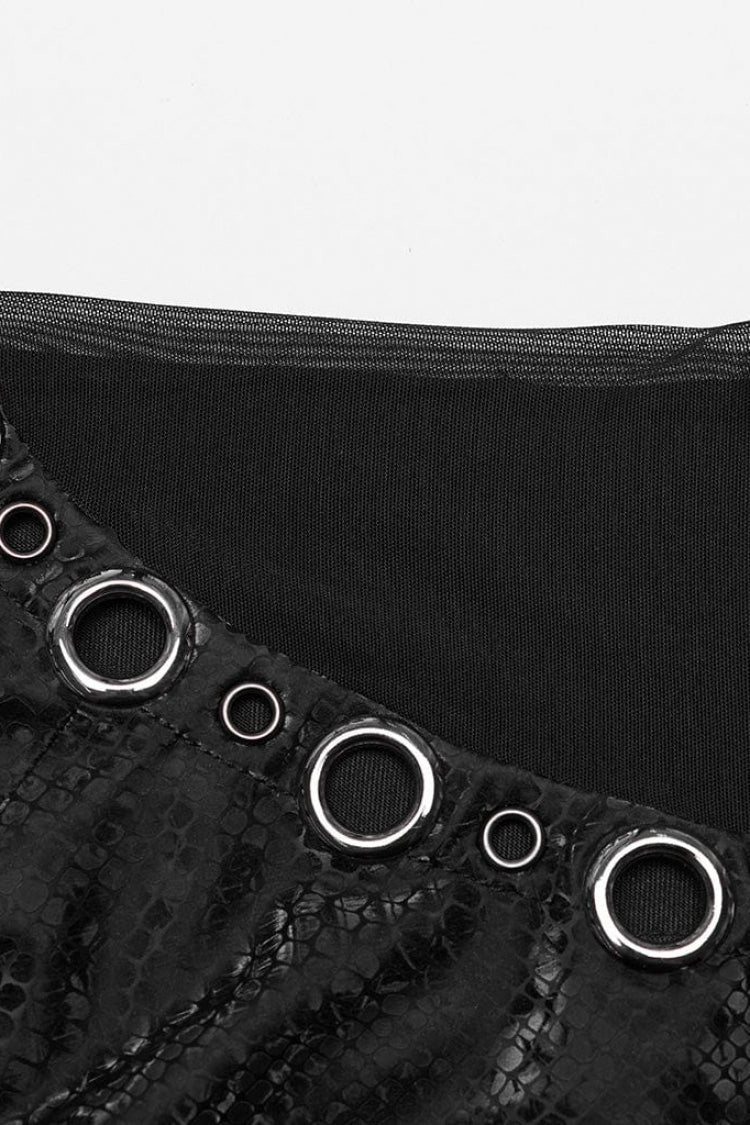 Black Snake Print Metal Ring Decoration Hollow Womens Steampunk Vest - Product - 7