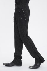 Black Jacquard Embroidery Men's Gothic Pants - Product - 3