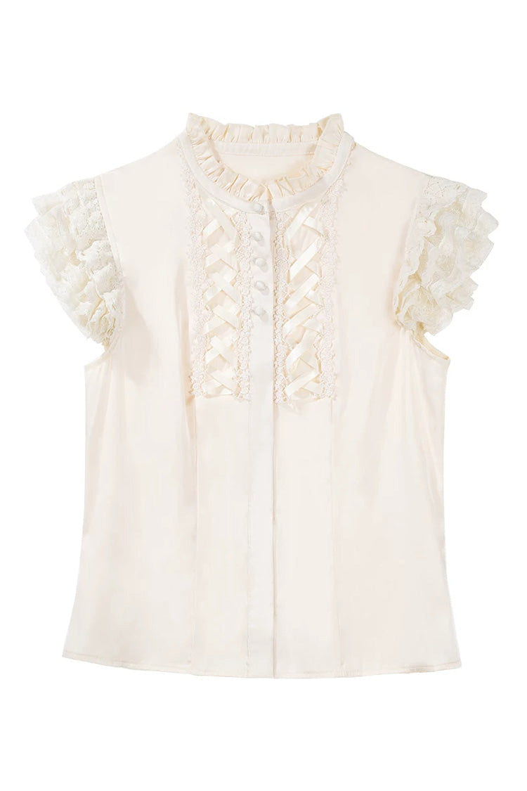 Red [Mystery Bunny] Sleeveless Jacquard Printed Ruffled Bow Lace Classic Lolita Jsk Dress Set - Top(Only) - 15
