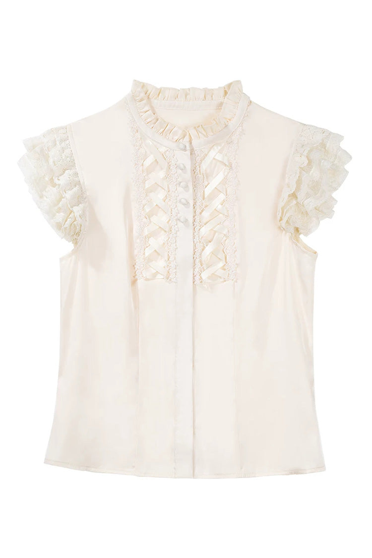 Red [Mystery Bunny] Sleeveless Jacquard Printed Ruffled Bow Lace Classic Lolita Jsk Dress Set - Top(Only) - 15