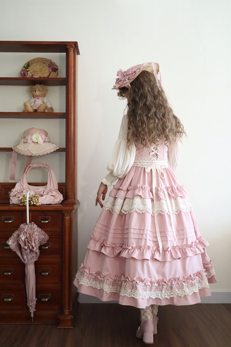 [Lillian] Ruffle Bowknot Lace Sweet Lolita Jsk Dress 4 Colors - Product - 12