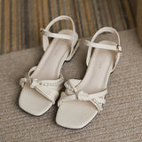 Pearl Chain Decoration Sweet Elegant Sandals 2 Colors - Product - 9