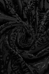 Black Stand Collar Long Sleeves Embroidery Cross Flocking Men's Gothic Blouse - Product - 7