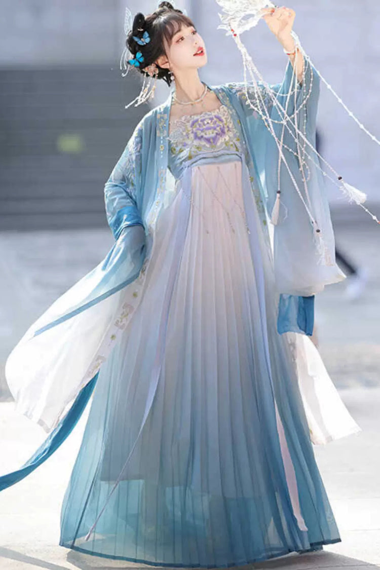 Embroidery Gradient Hem Women's Classic Hanfu Dress 2 Colors - Product - 2