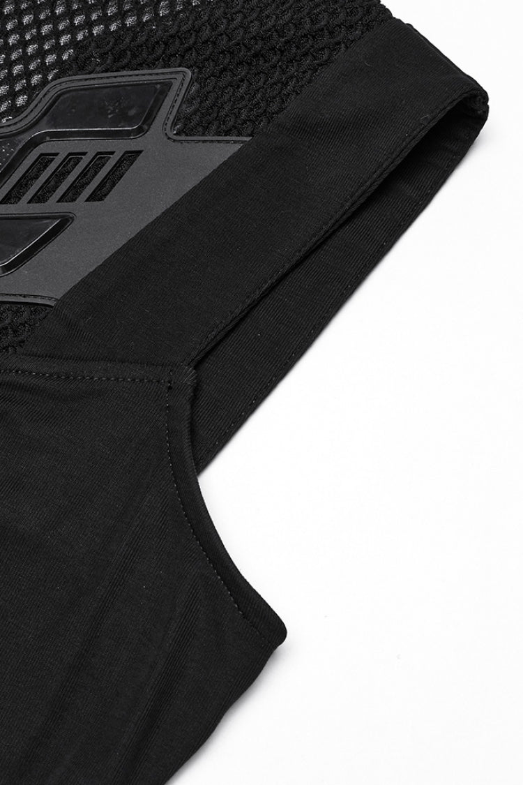 Black Sleeveless Plunging Stitching Mesh Women's Punk Vest - Product - 8