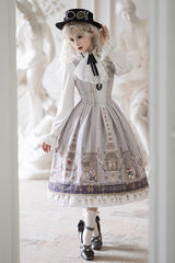 Demon Hunting Notes Print Ruffle Sweet Elegant Lolita Jumper Dress 2 Colors - Product - 5