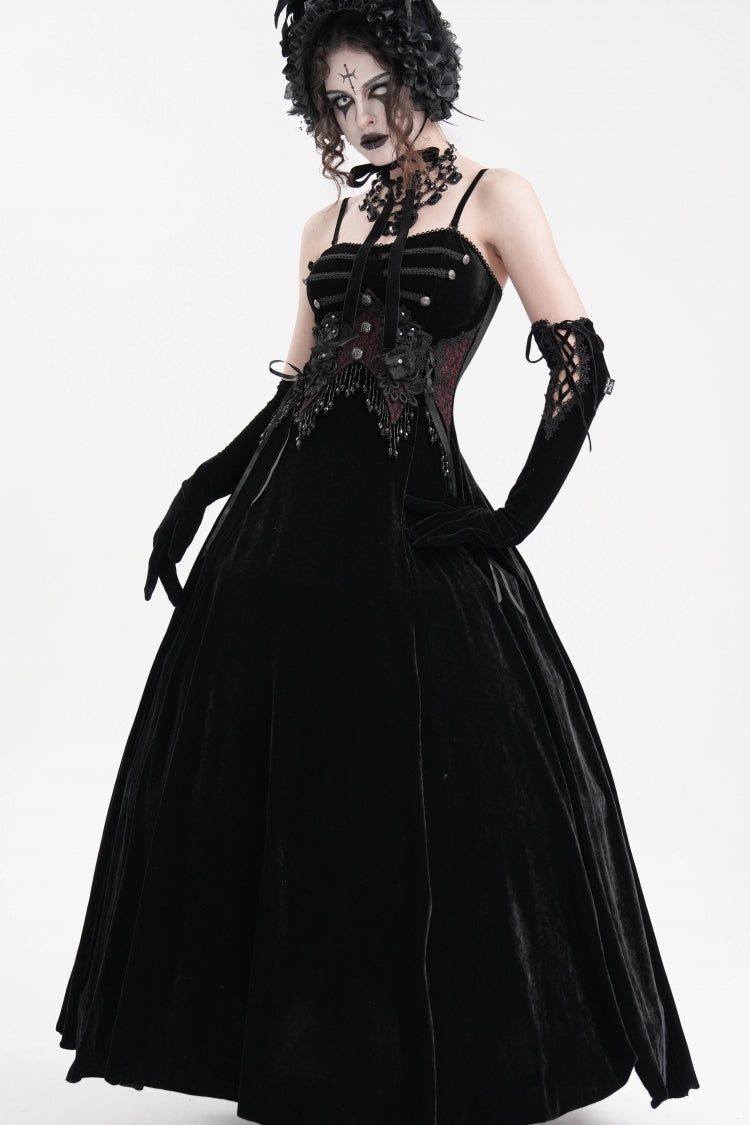 Black Tassels Hanayome Lace-Up Women's Gothic Slip Wedding Dress - Product - 4