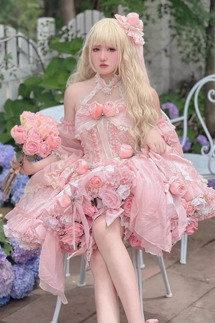 Gem Princess Fish Bone Detached Hime Sleeves Sweet Lolita Princess Dress Set 2 Colors - Product - 10