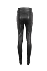 Black Chain Stud Skintight Leather Womens Punk Pants - Product - 9