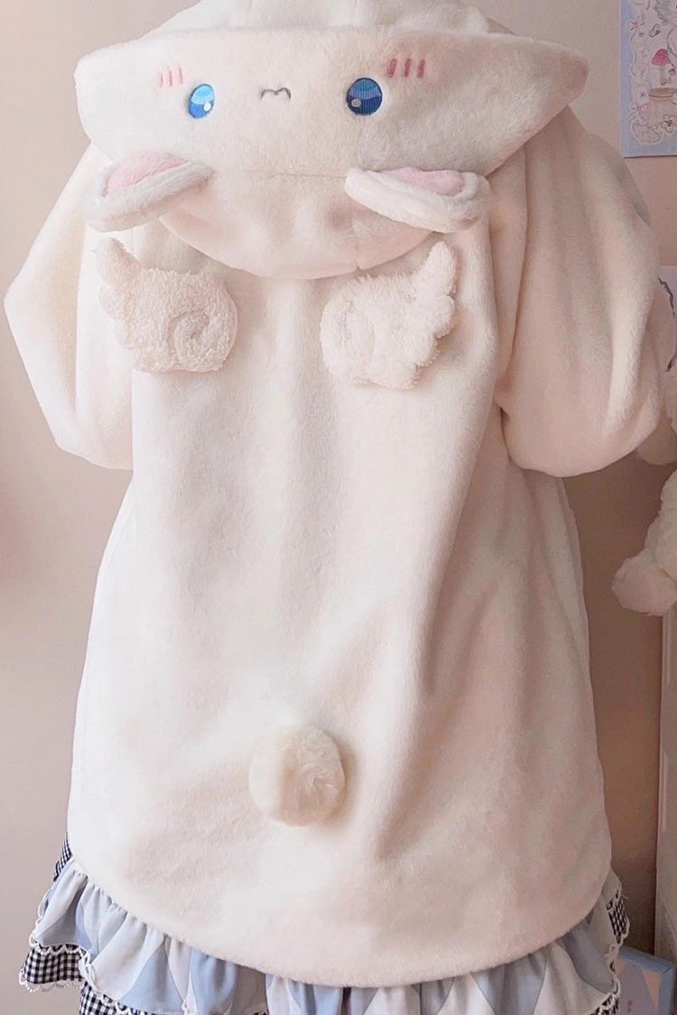[Sleepy Bear and Cat] Long Sleeves Hooded Sweet Lolita Coat 3 Versions - White-Cat - 7