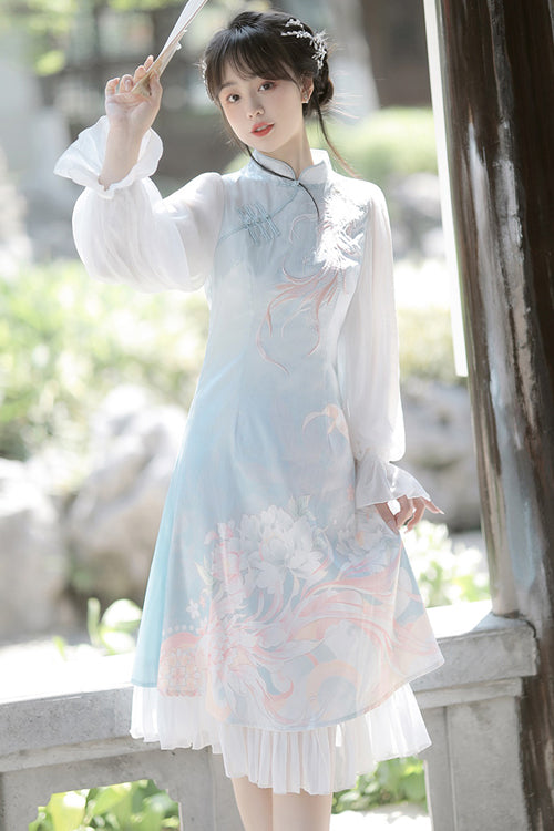 Chinese Ancient Han Element Style Fish Shadow Embroidery Sweet Hanfu Dress - Product - 6
