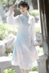 Chinese Ancient Han Element Style Fish Shadow Embroidery Sweet Hanfu Dress - Product - 6