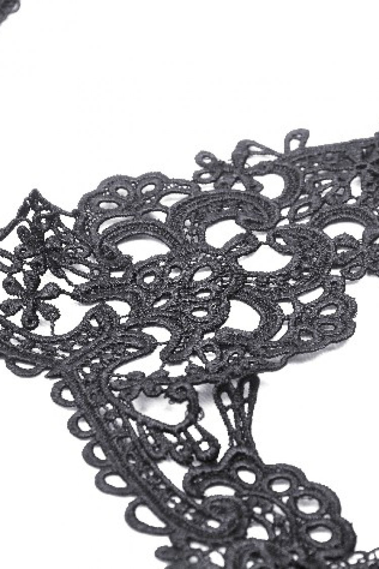 Black Off Shoulder Long Puff Sleeves Cut-Out Lace Women's Gothic Cape - Product - 14