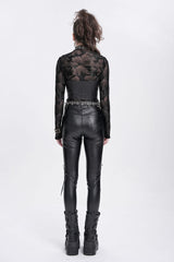 Black Halterneck Buckle Women's Punk Overbust Corset - Product - 8
