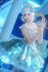 White/Green Game-Themed Rare Square Collar Sleeveless Multi-Layered Ruffled Color-Blocked Sweet Lolita Jsk Dress Set - Product - 8