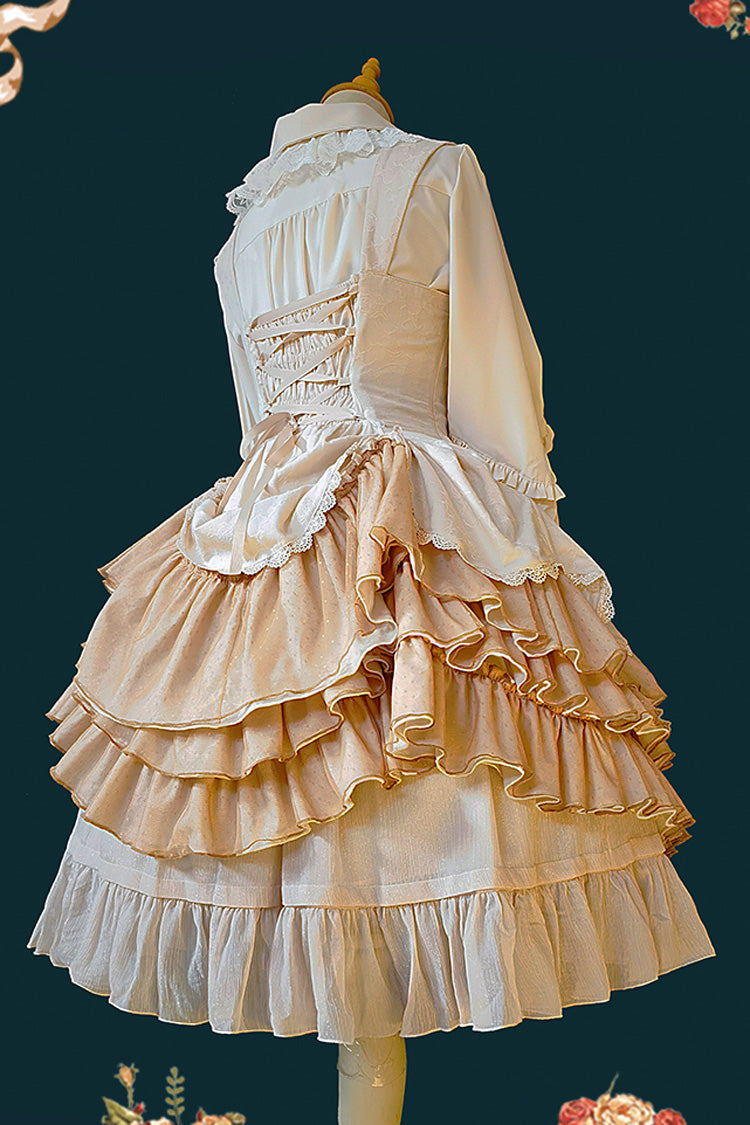 [Waltz] Triple-Layered Ruffle Stitching Lace Sweet Lolita Dress 2 Colors - Product - 5