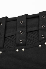 Black Eyelet Stitching Metal Mesh Women's Steampunk Fluffy Pants - Product - 5