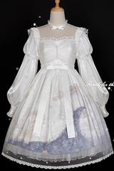 Multi-Color Long Lantern Sleeves Print Ruffle Sweet Princess Lolita Jsk Dress - Product - 6