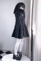Plush Lop Rabbit Long Sleeves Hooded Detachable Sweet Jirai Kei Lolita Coat 2 Colors - Product - 3