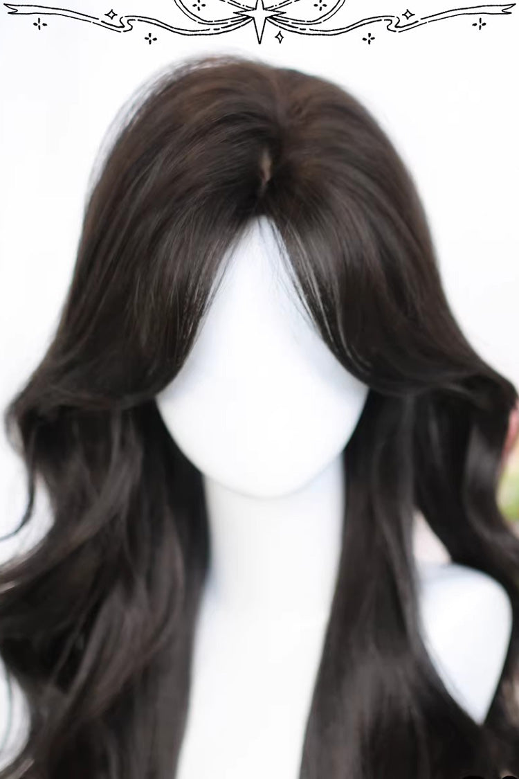 Black Tea Brown Big Wavy Long Hair Versatile Sweet Lolita Wig - Product - 2