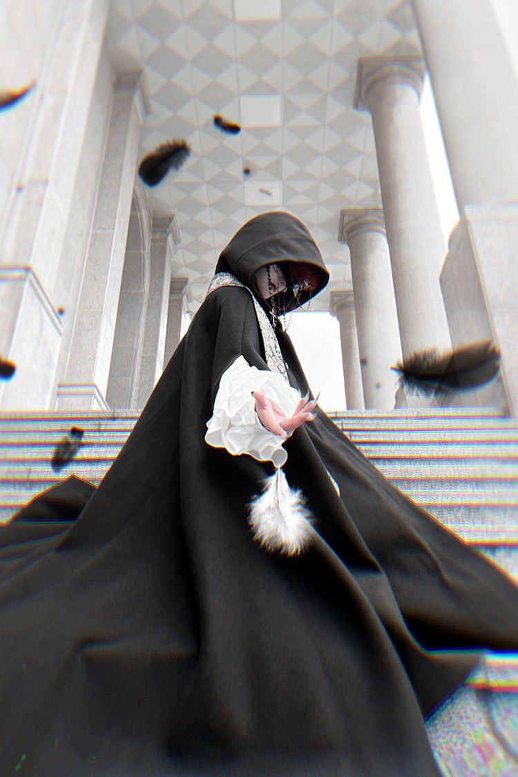 Black [Code 003] Long Sleeves Bow Vintage Elegant Prince Handsome Ouji Lolita Blouse Pants Cloak Set - Product - 15