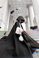 Black [Code 003] Long Sleeves Bow Vintage Elegant Prince Handsome Ouji Lolita Blouse Pants Cloak Set - Product - 15