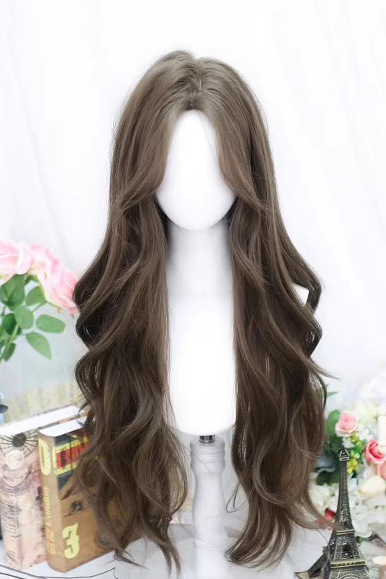 Sweet Lolita Middle-parted Long Curly Wig 4 Colors - Grey/Brown - 2