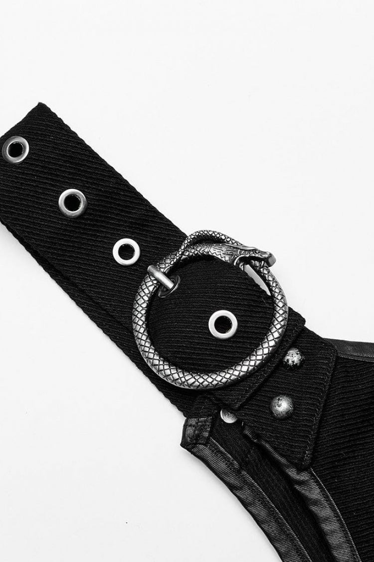 Black Adjustable Metal Snake Buckle Womens Steampunk Vest - Product - 8