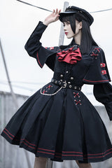 Black Punishment Execution Officer Series Military Style Shirt and Skirt Set Gothic Lolita Dress - Product - 3