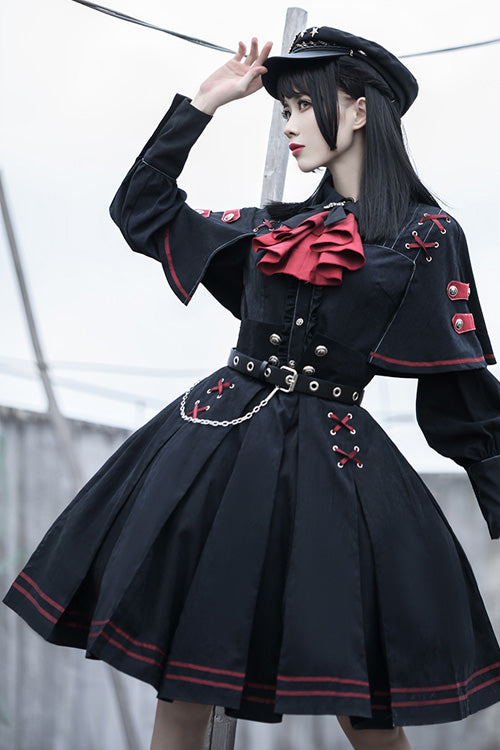 Black Punishment Execution Officer Series Military Style Shirt and Skirt Set Gothic Lolita Dress - Product - 3