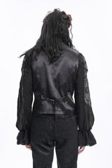 Black Sleeveless Floral Print Buckle-up Men's Gothic Vest - Product - 3