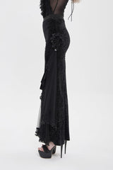 Black Embroidered Lace Women's Printed Mesh Floral Gothic Pants - Product - 10