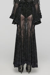 Black Lace Sheer Wrapped Hip Women's Gothic Skirt - Product - 3