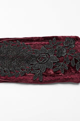 Red Floral Embroidery Lace-Up Women's Gothic Gloves - Product - 8