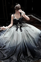Blue [Fantasy Sea Star River] Sleeveless Print Ruffle Hot Stamping Bowknot Lace Sweet Gorgeous Lolita Jsk Dress - Product - 3