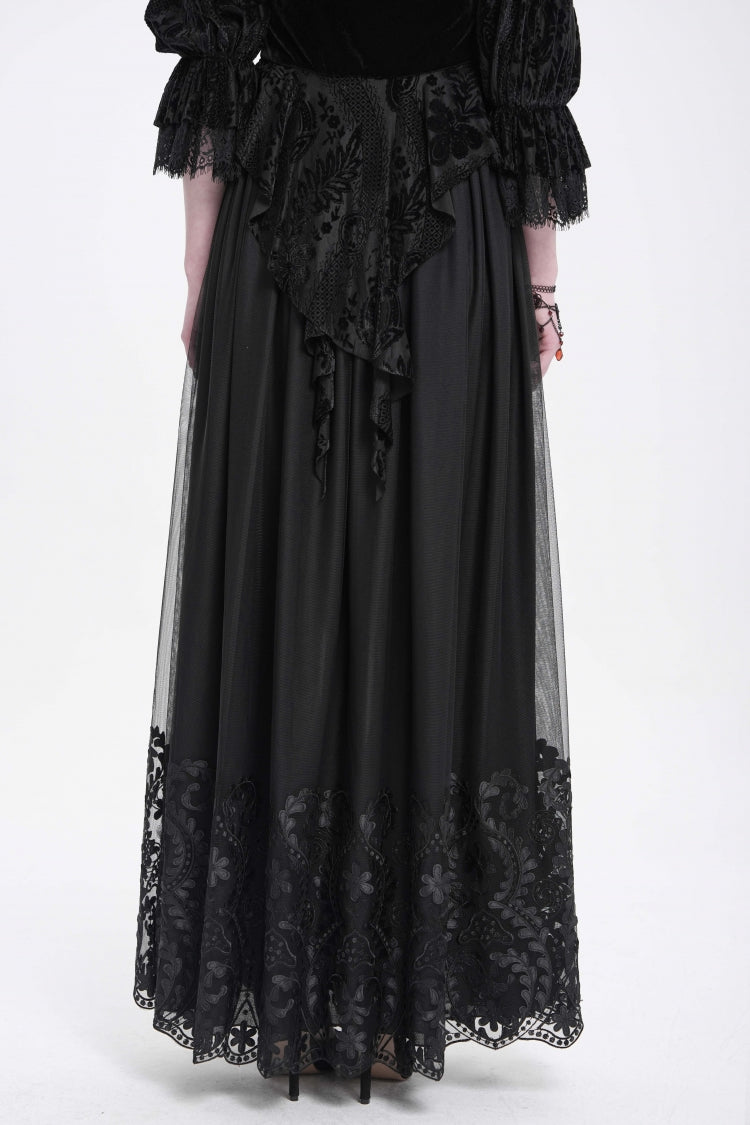 Black Stitching Floral Mesh Women's Gothic Skirt - Product - 14