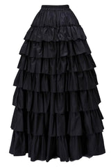 Black Multi-Layered Ruffle Gothic Vintage Lolita Skirt - Black - 1