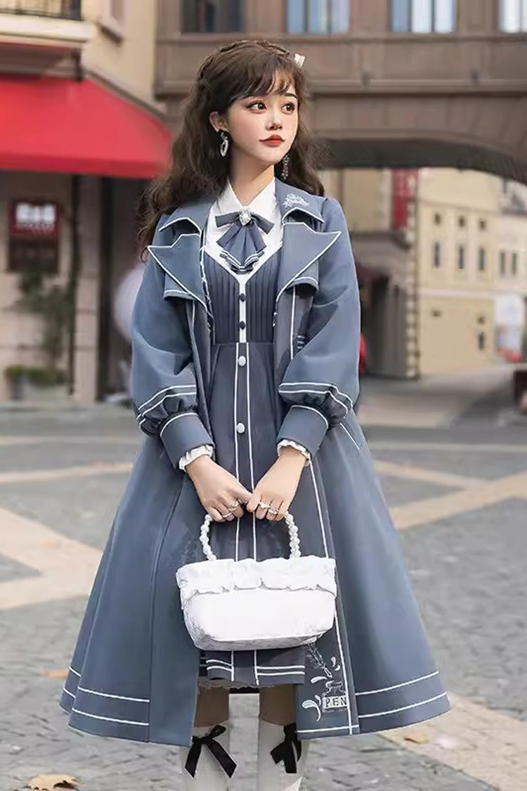 Blue Book of Lies Sweet College Style Elegant Lolita Jsk Dress - Blue - 1