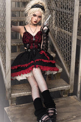 Black/Red Elemental Judgment Day Red Cross Ruffle Gothic Lolita Jsk Dress - Product - 5
