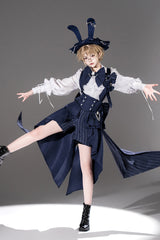 Blue Rabbit Theater Vertical Stripes Print Ouji Fashion Sweet Prince Cool Lolita Shorts - Product - 3