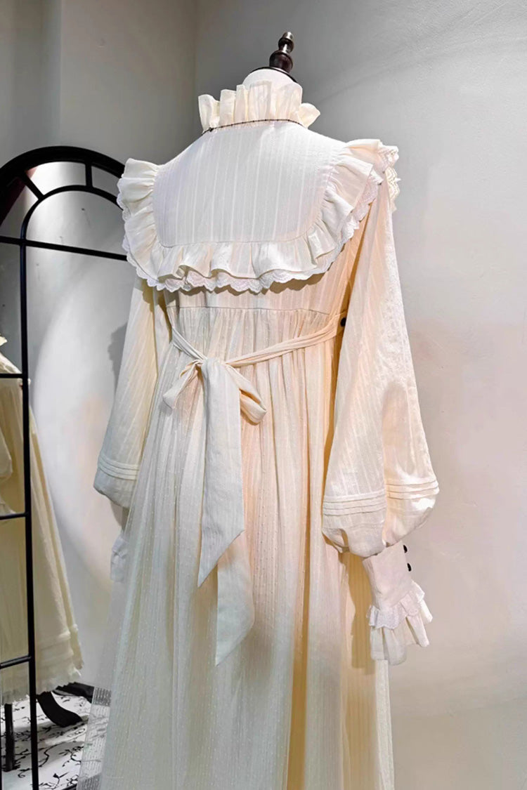 Ivory Long Sleeves Ruffle Bowknot Lace Sweet Lolita Home Wear Nightdress - Product - 4